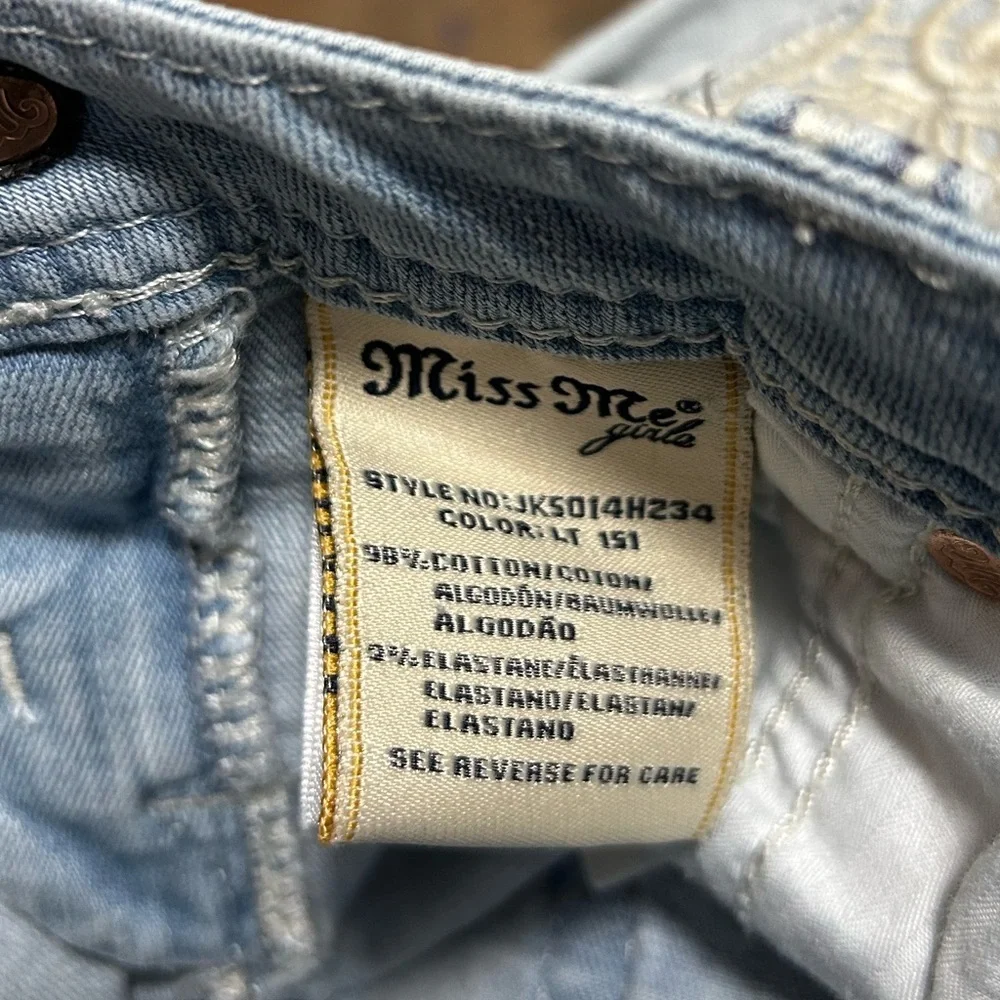Miss Me Light Blue Jean Shorts with Cream Lace big girls #14